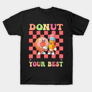 Groovy Donut Stress Best Testing Day Teachers T-Shirt